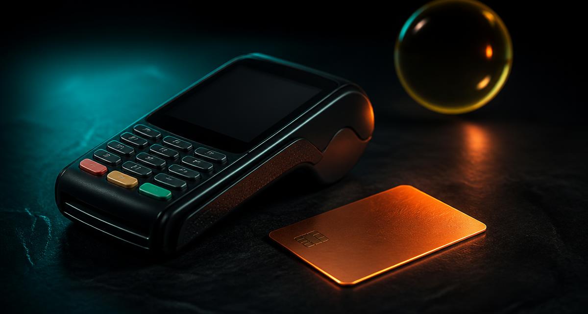 High-risk merchant account — card terminal and payment card representing high-risk acquiring